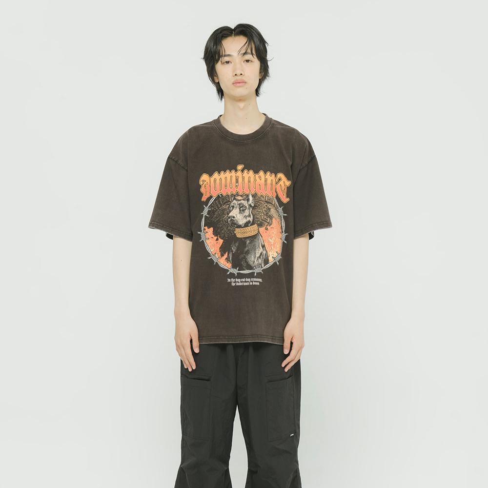 VINTAGE WASHING DOBERMAN T-shirts BLACK